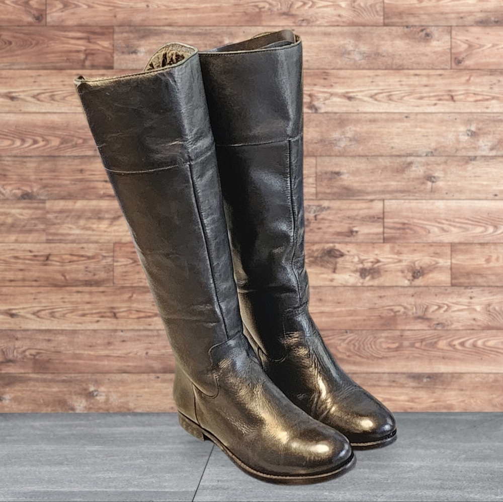 Women Vintage Leather Black Tall Riding Boots By Matisse size 7M